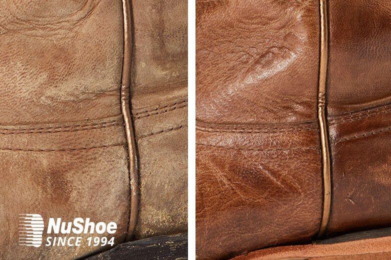 before and after refurbished leather